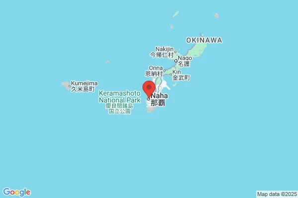 Google Map preview of Okinawa Prefecture tattoo-friendly onsen in Japan
