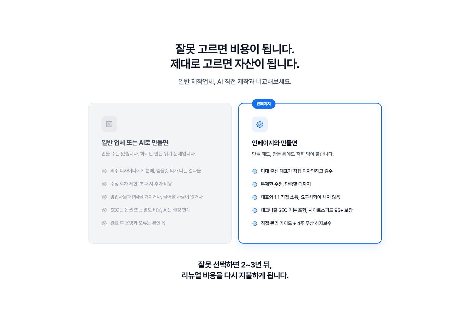 잘못 고르면 비용, 제대로 고르면 자산, 인페이지 비교 기준