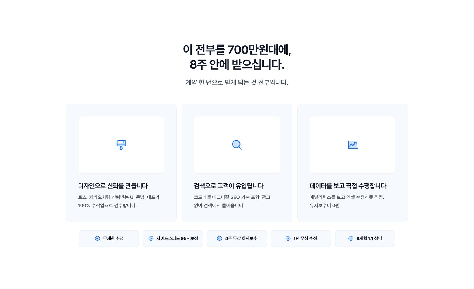 홈페이지 제작에 필요한 전부를 700만원대·8주에, 인페이지