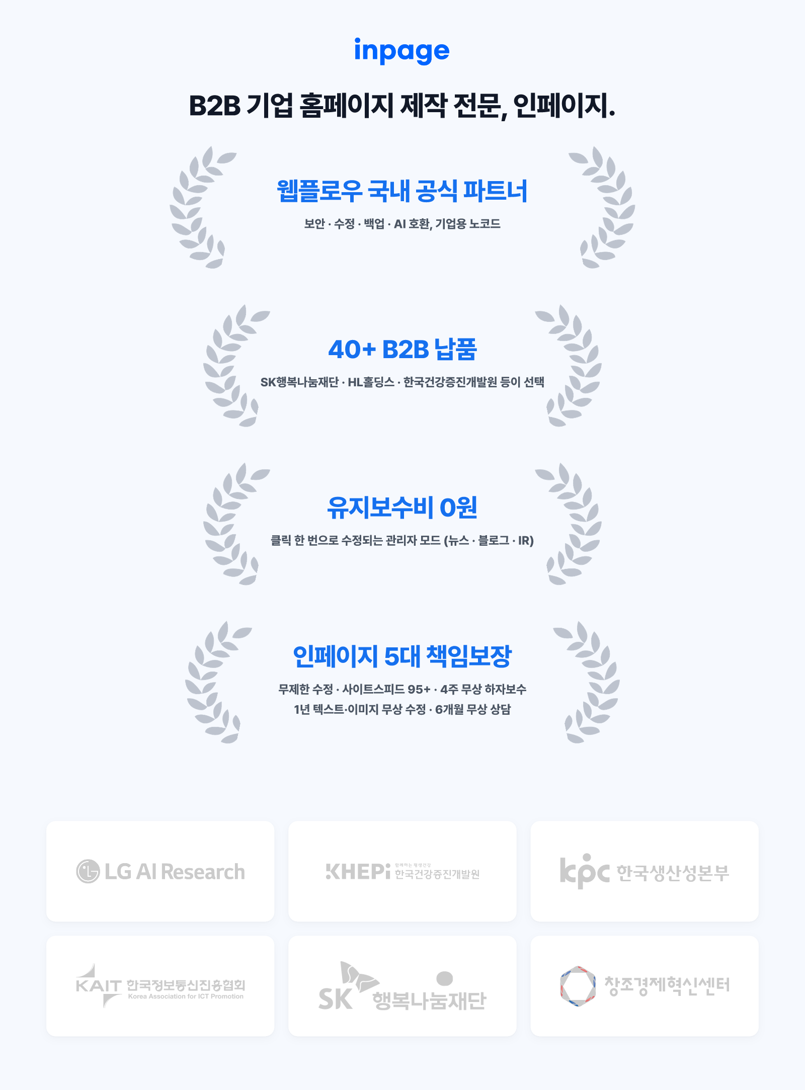 B2B 기업 홈페이지 제작 전문 인페이지 소개