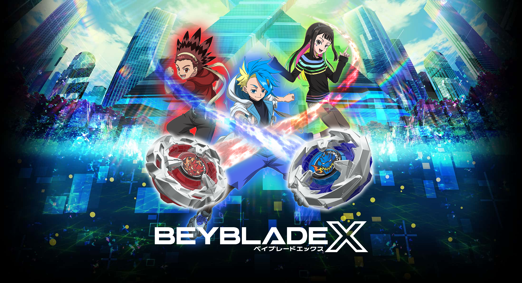 Beyblade X battle in the arena