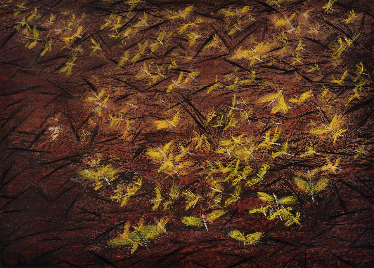 光的翅膀飛舞. 2014. 粉彩. 39 x 55 cm