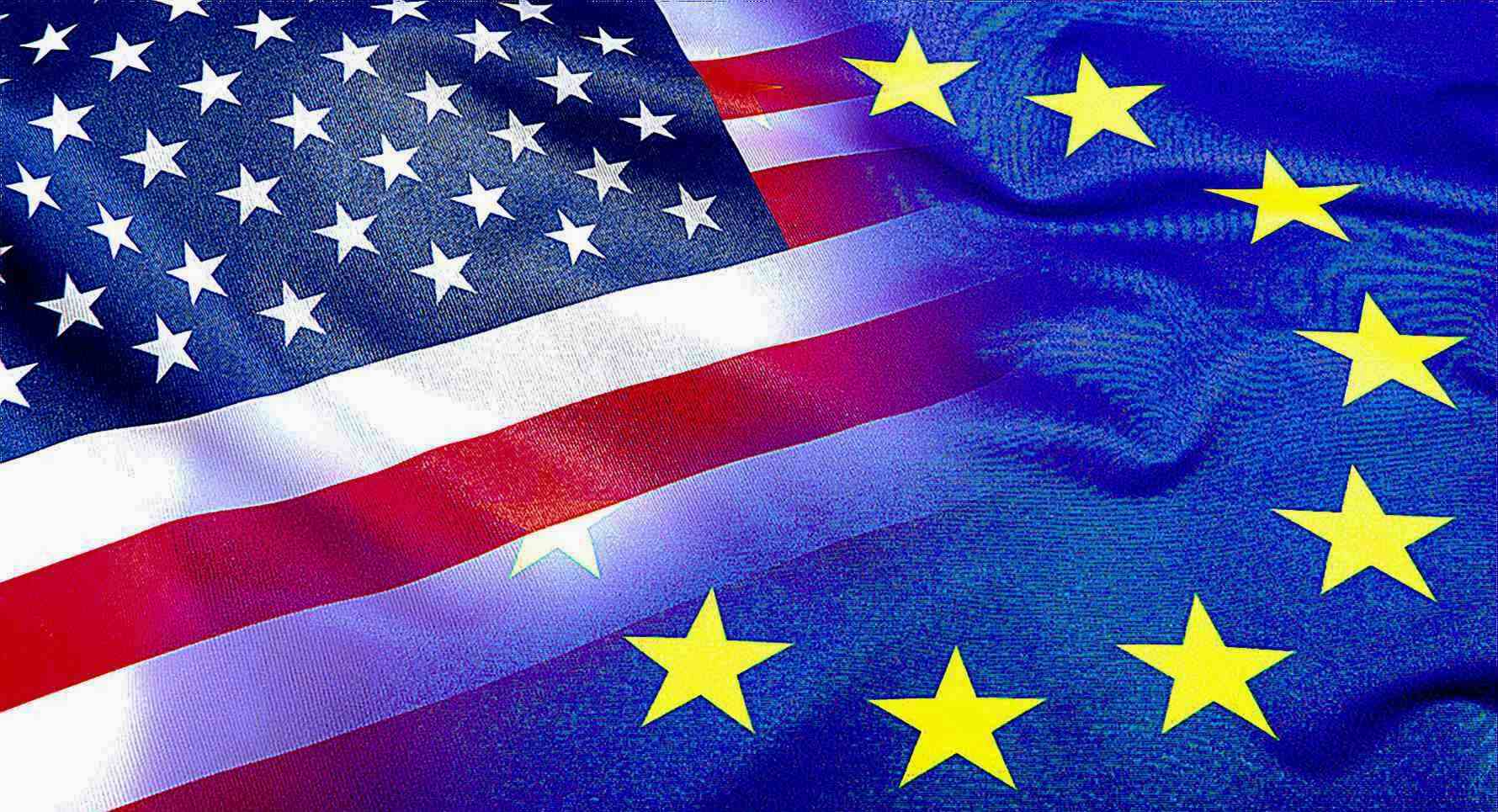 USA und EU Flagge verschmolzen