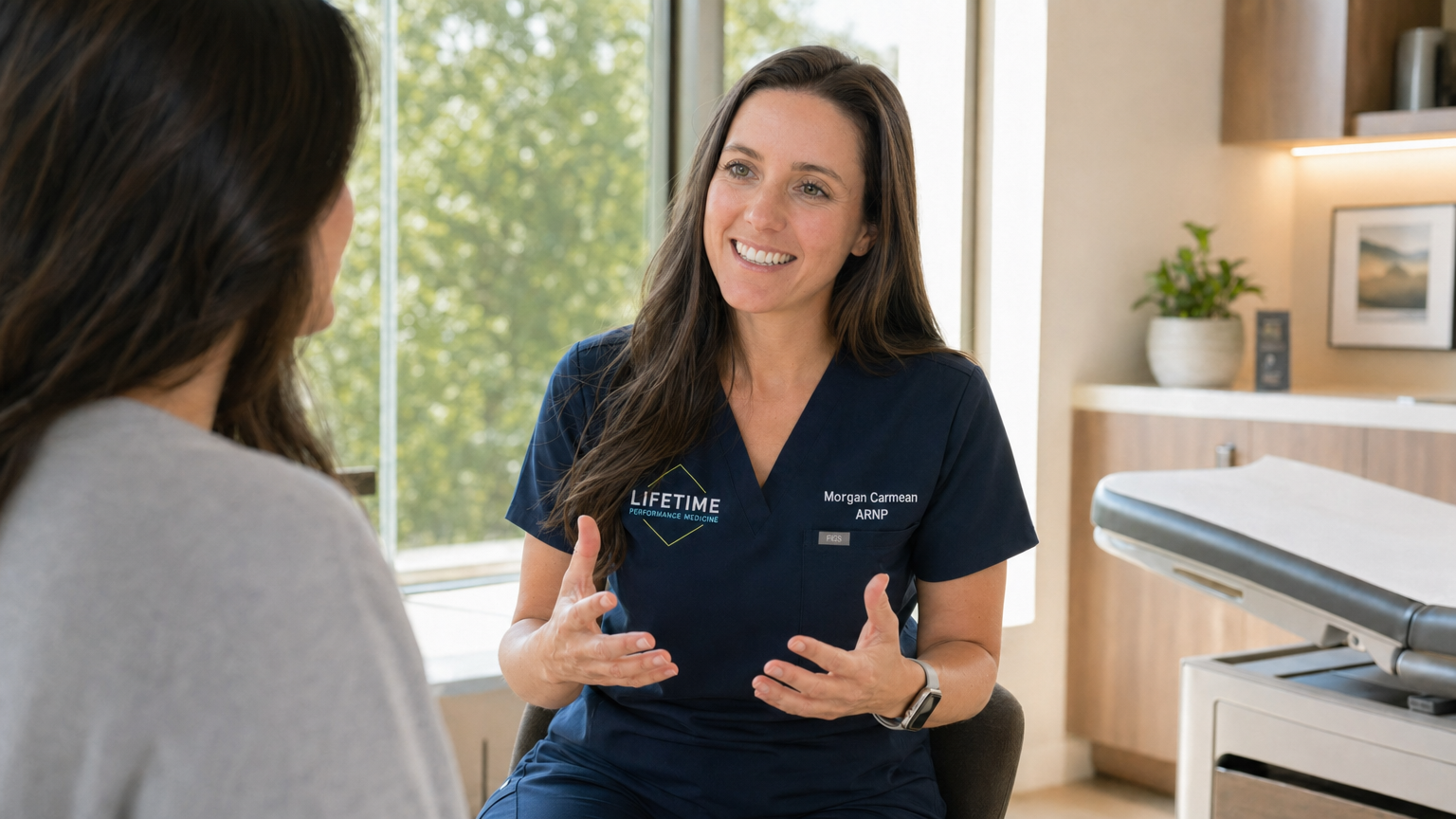 Morgan Carmean, ARNP, discussing combining GLP-1 medications with bariatric surgery at Lifetime Surgical