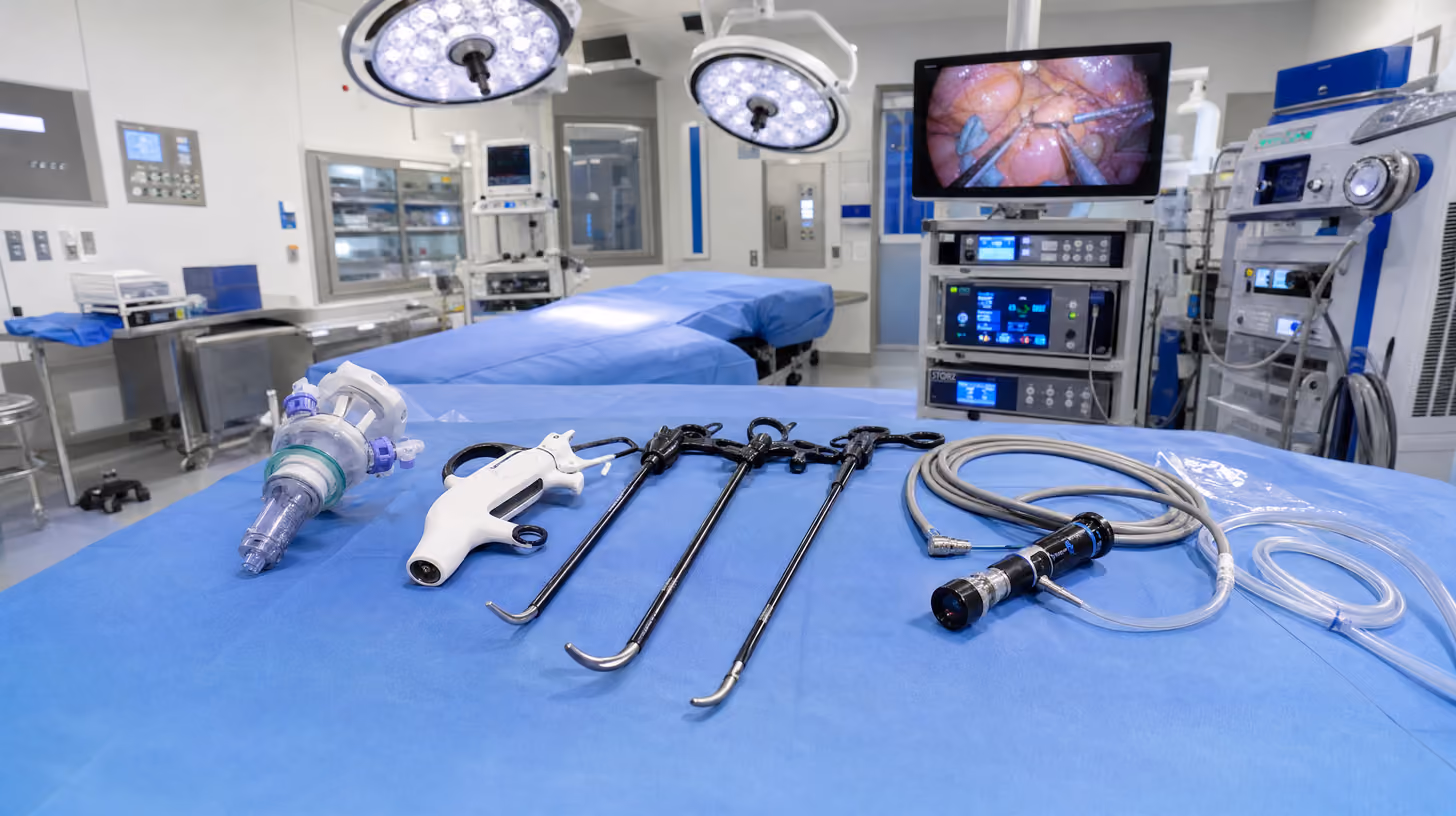 Single-incision laparoscopic surgery instruments and setup in modern operating room