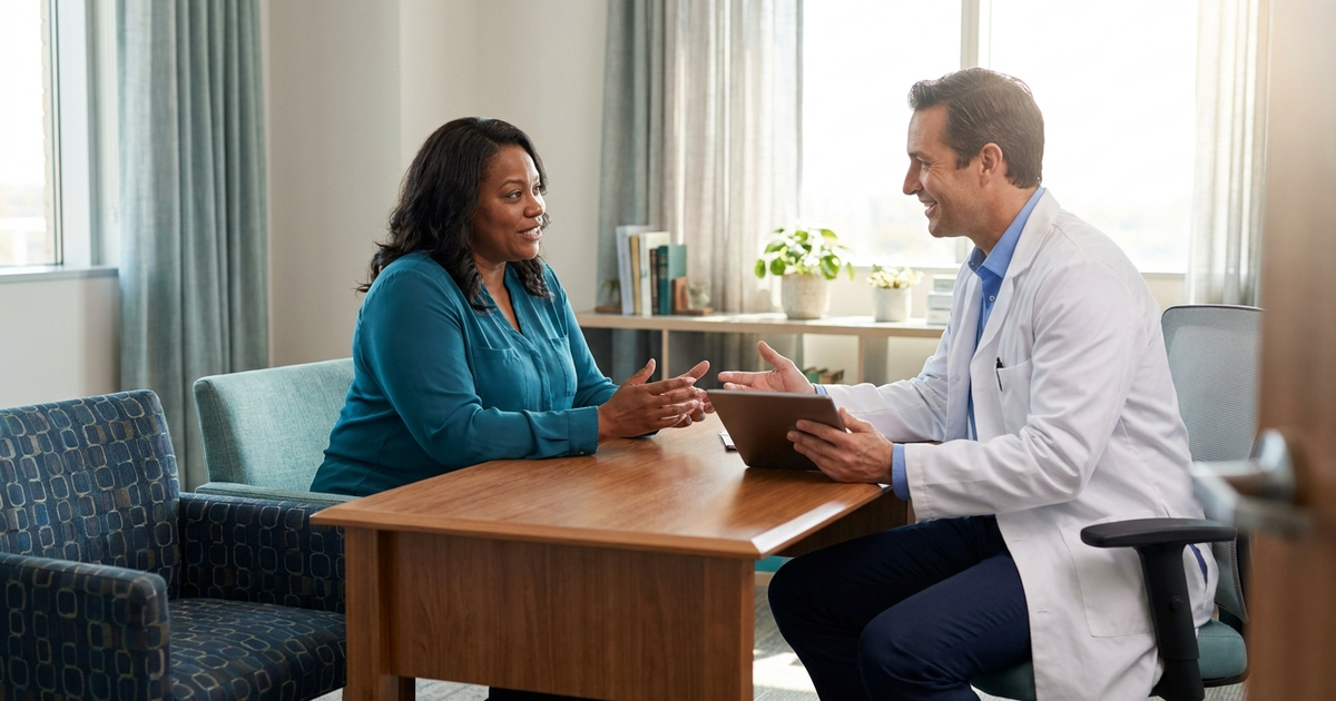 Surgeon discussing weight-loss surgery eligibility with a plus-size patient in San Jose