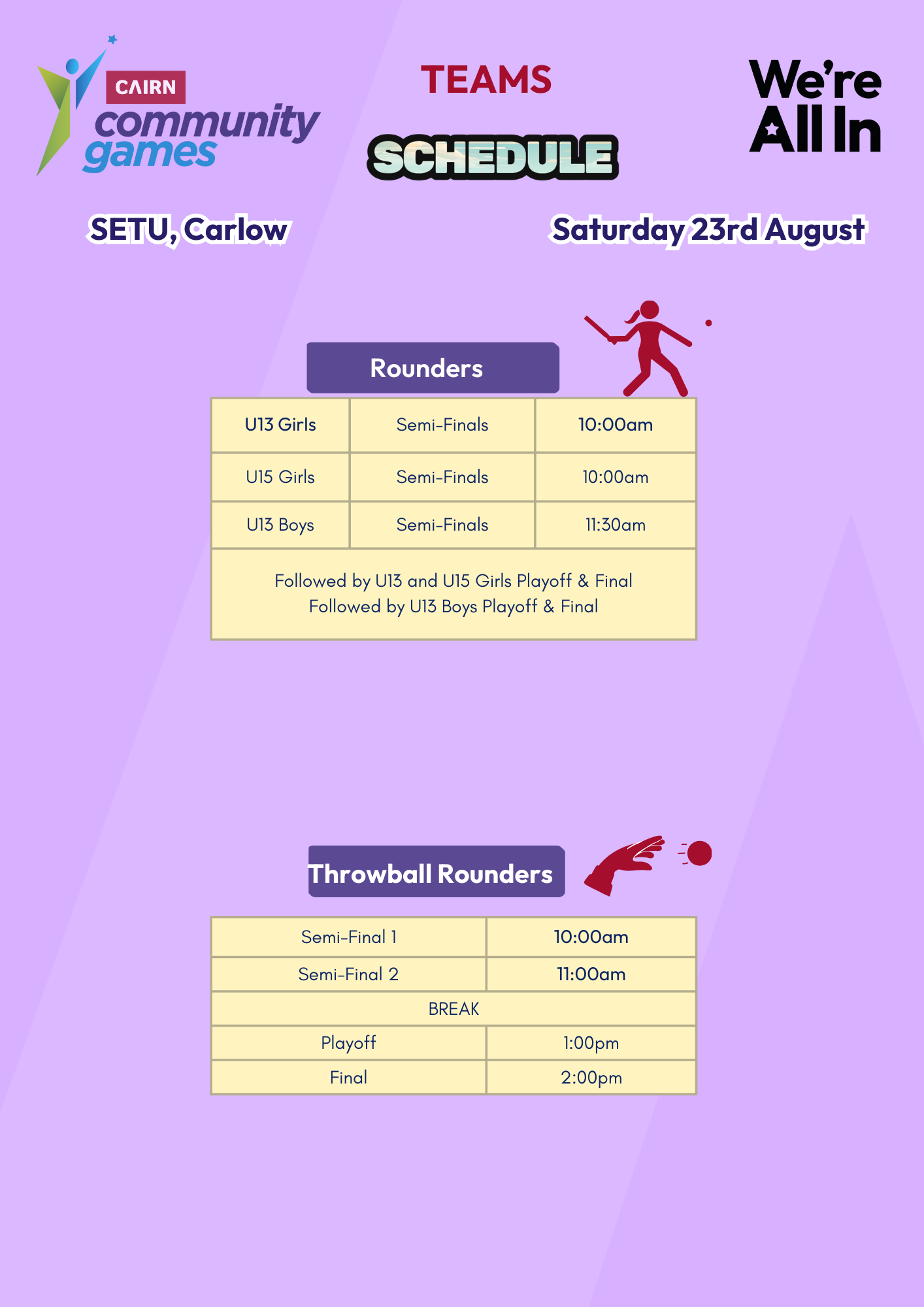 SETU Schedule Sat Teams