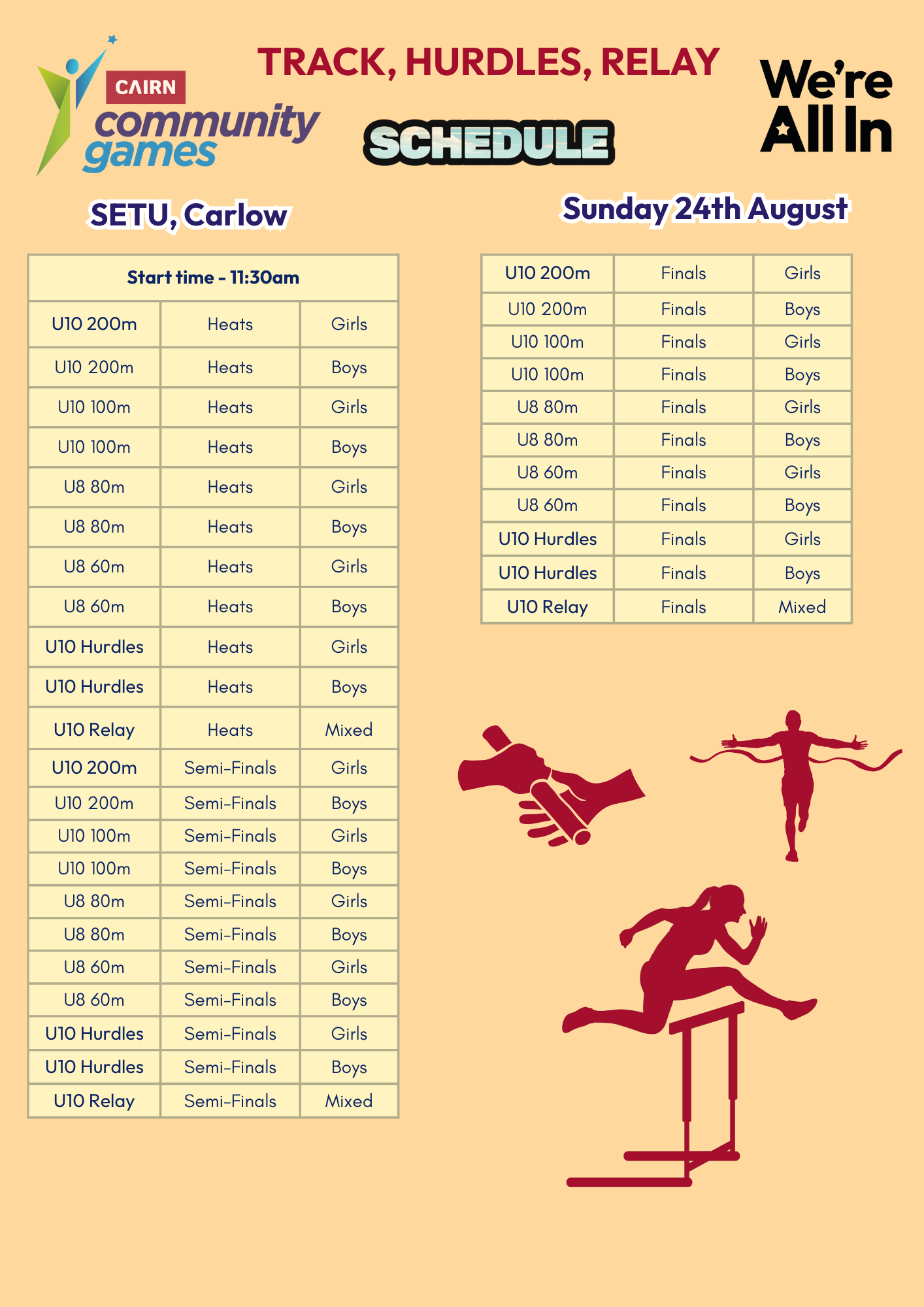 SETU Schedule un Track, Field, Relay