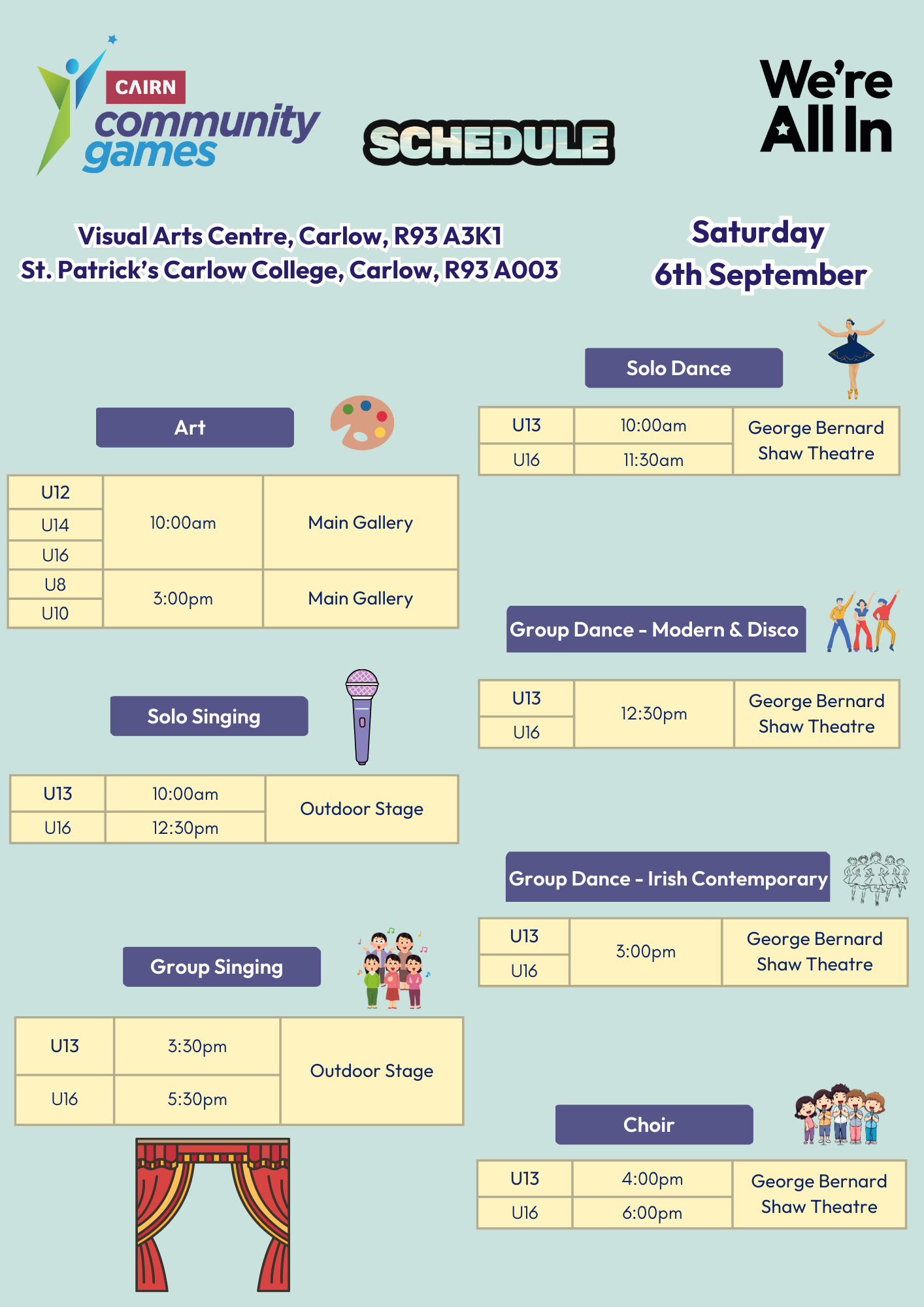 Saturday schedule