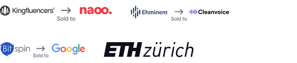 Kingfluencers sold to naoo, Ehminem sold to Cleanvoice, Bitspin sold to Google, ETH Zurich