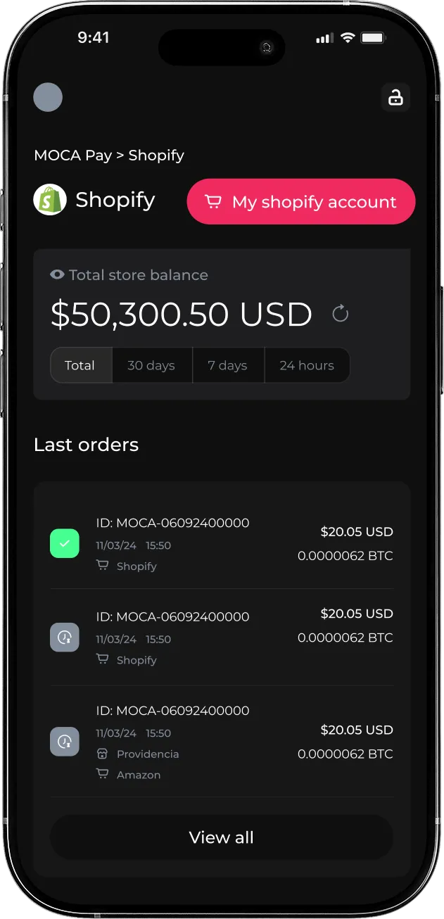 Moca Pay screen