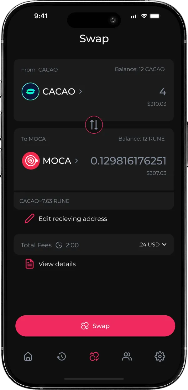 Moca swap screen on device