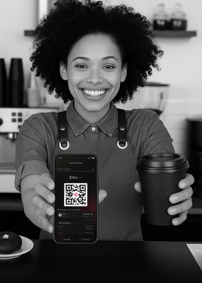 Girl behind the counter, serving with MOCA POS