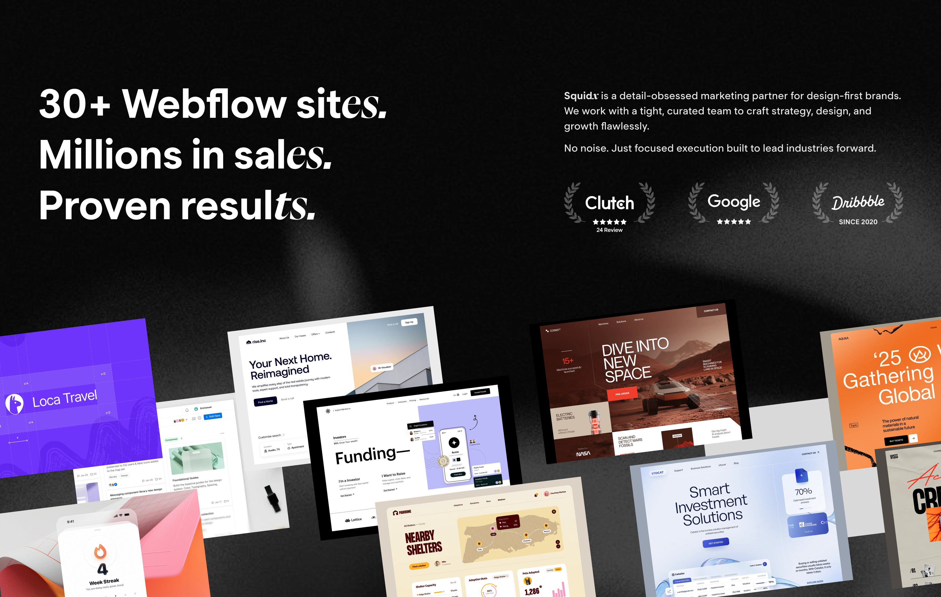 30+ Webflow sites built | million in sales | Proven results cover image