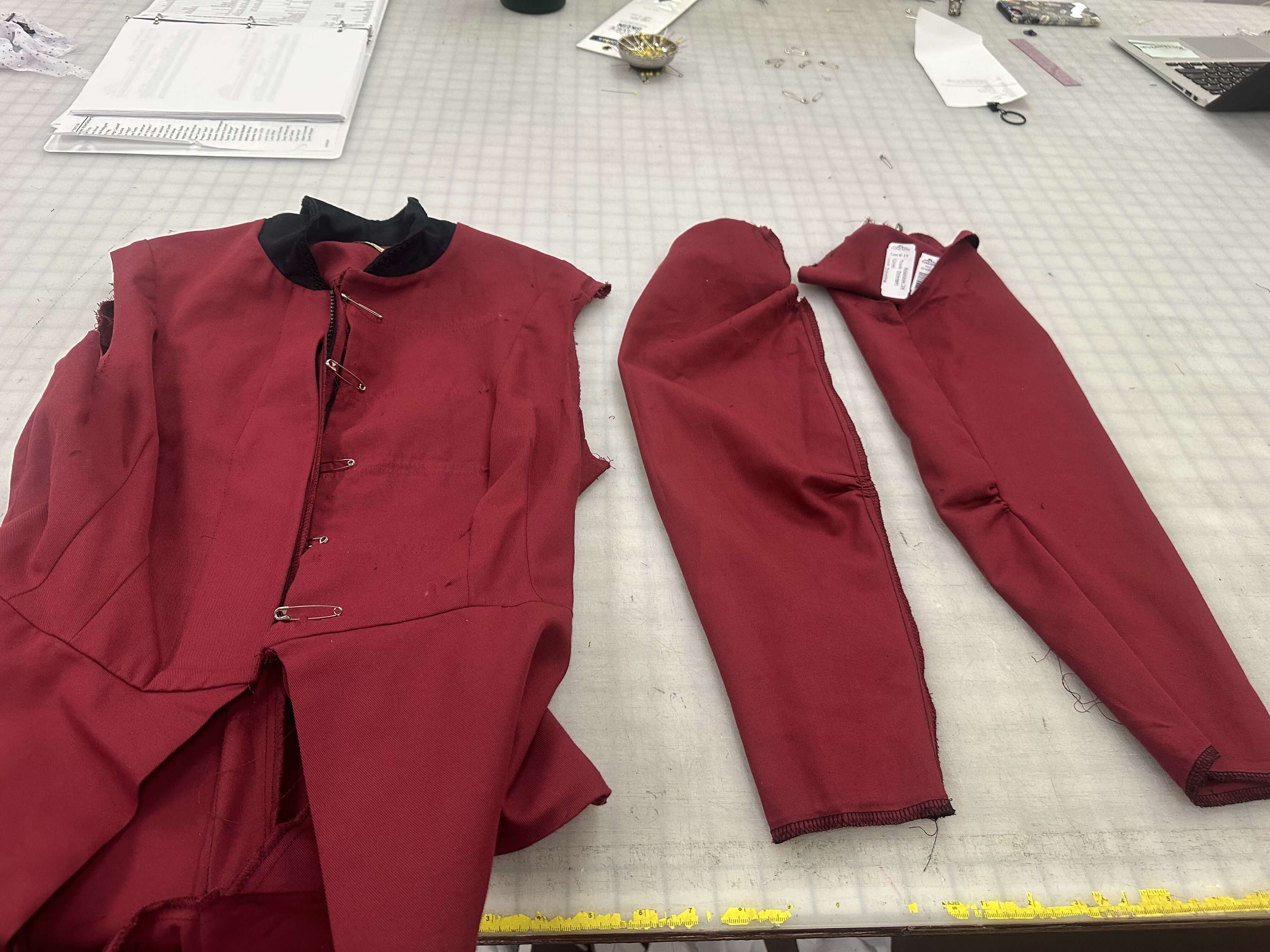 Dowager jacket with trim and sleeves removed