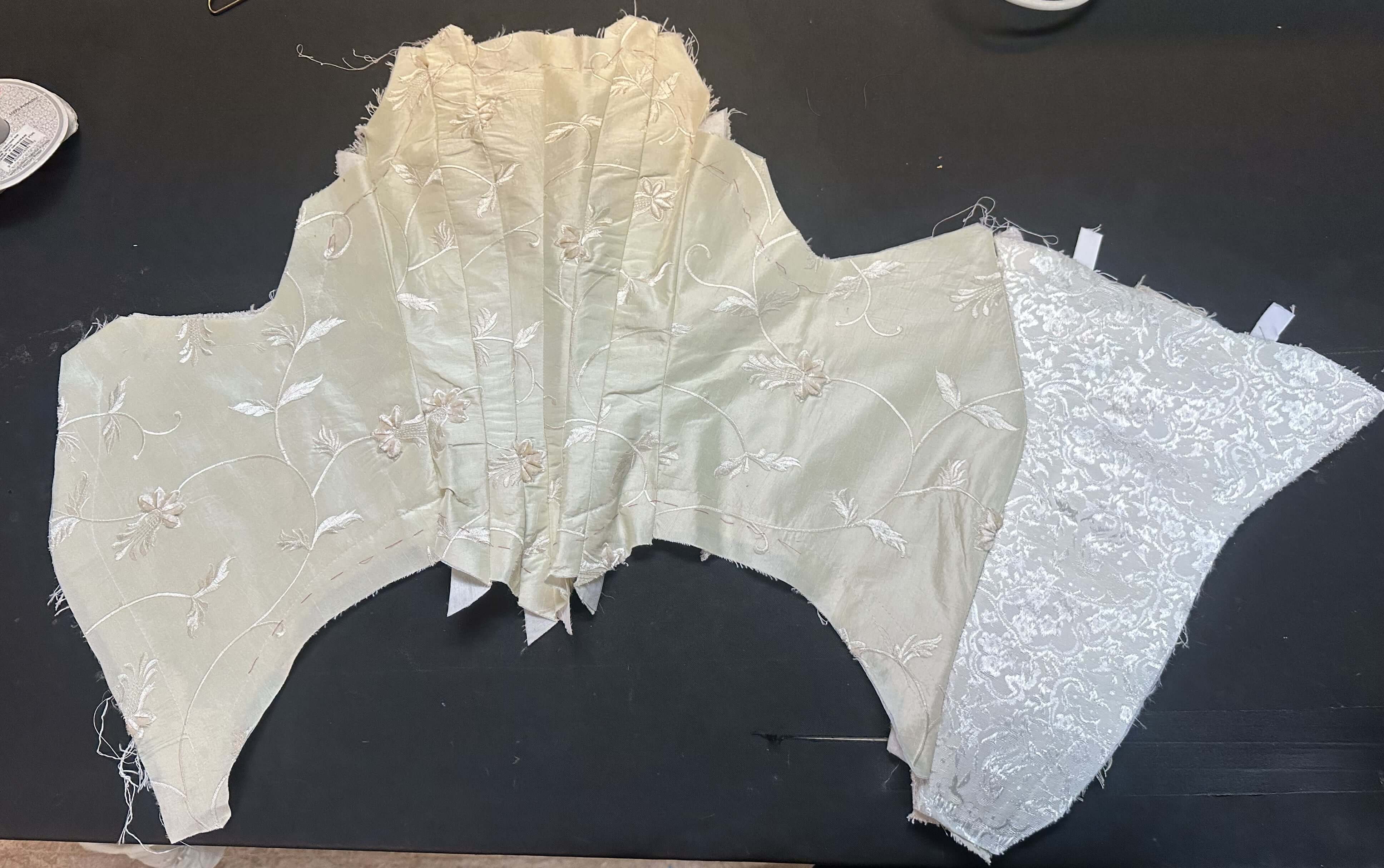 Dawn wedding dress bodice before attaching sleeves