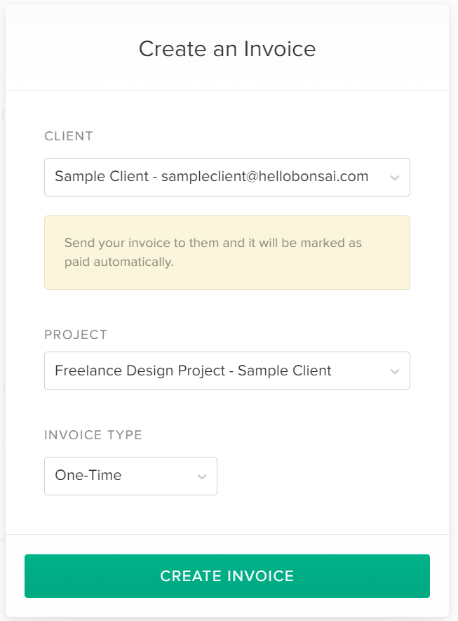 create an invoice using Bonsai
