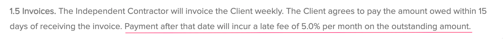 conditions relatives aux frais de retard