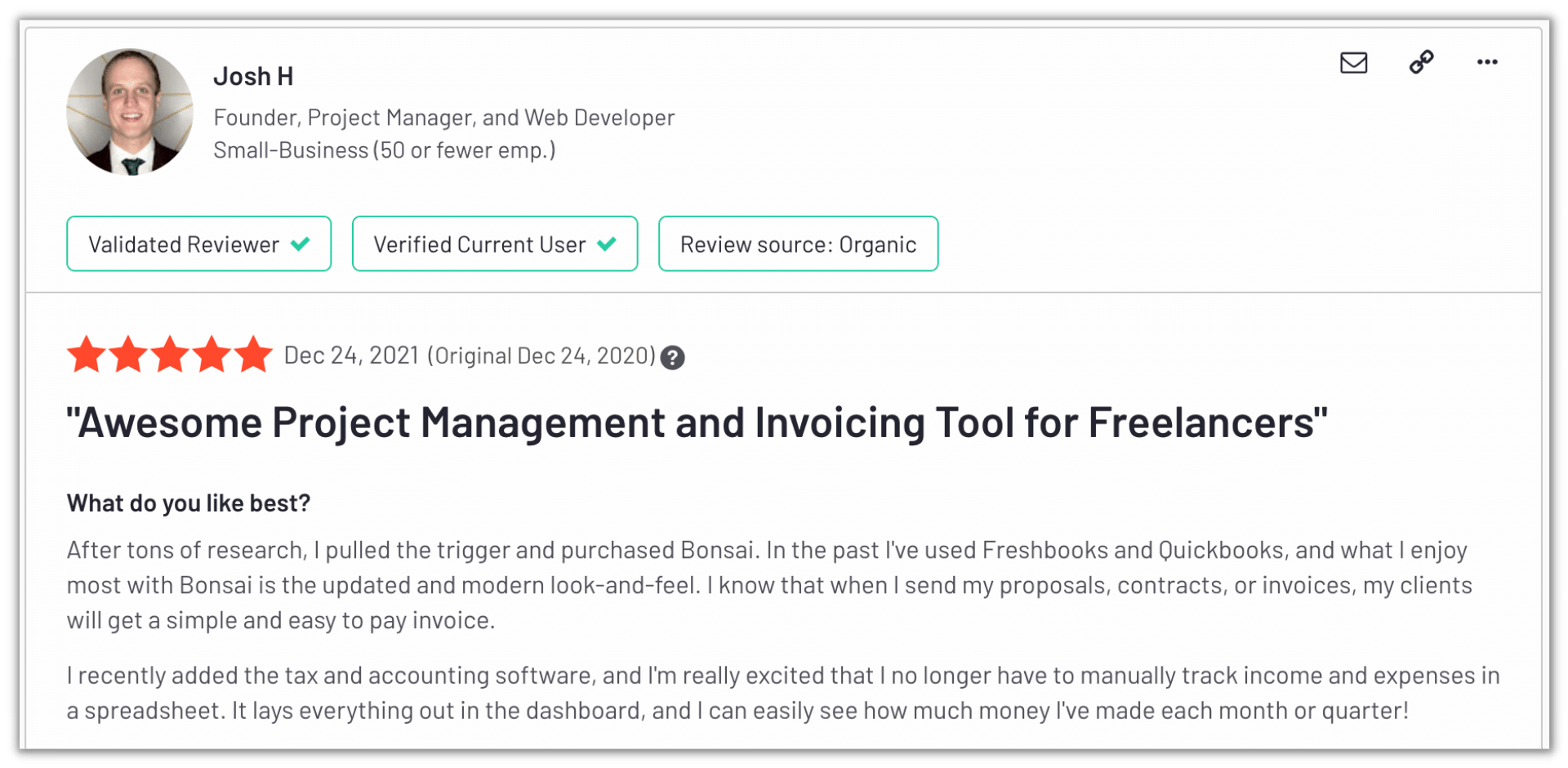 Avis positif sur hello bonsai sur G2 crowd