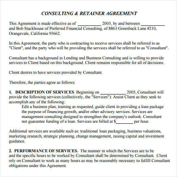 Modèle de contrat de services-conseils