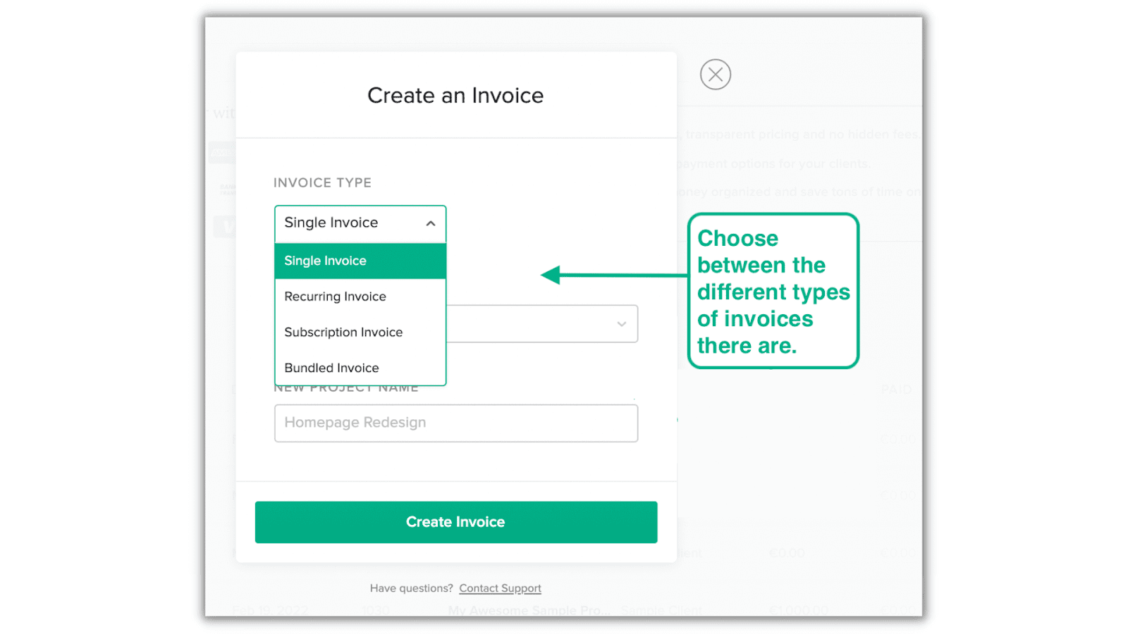 Créer une facture à l'aide de Bonsai