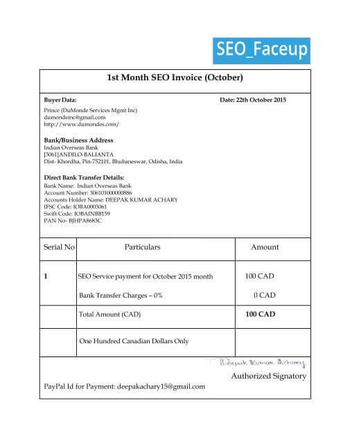 SEO Invoice Template