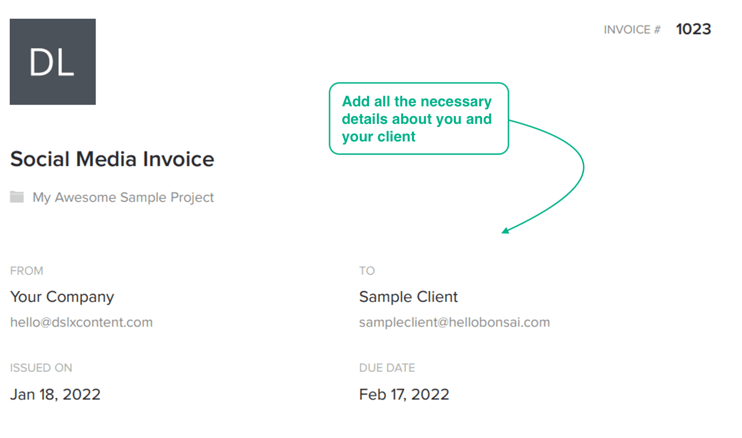 informations essentielles d'un modèle de facture pour les réseaux sociaux
