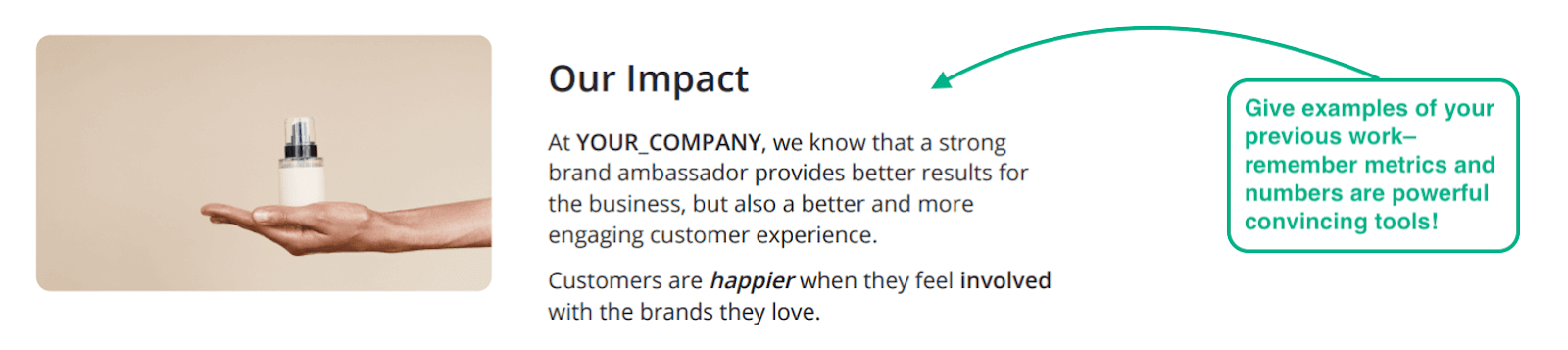Instructions pour ajouter des études de cas à votre proposition d'ambassadeur de marque