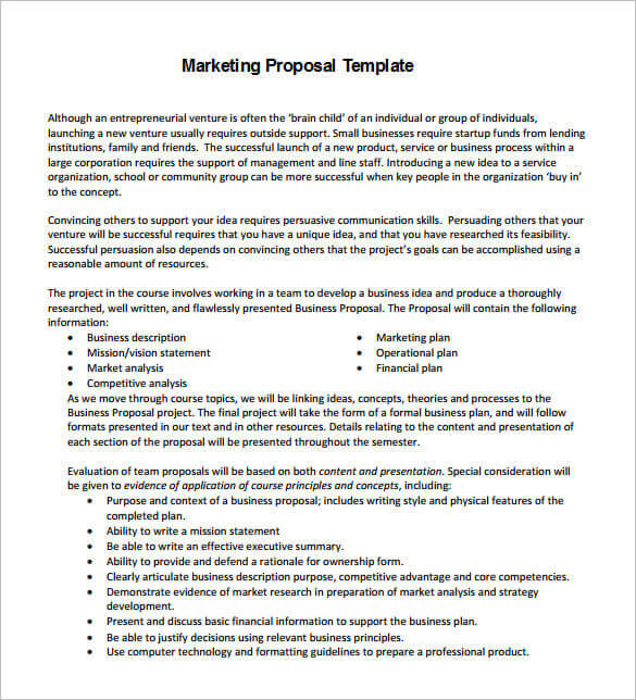 Modèle de proposition marketing commercial