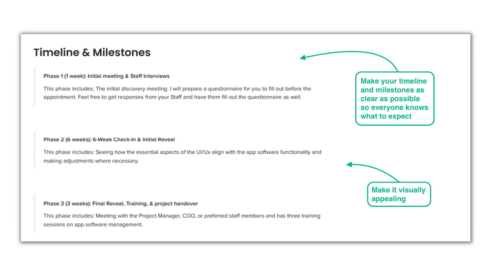 inclure un calendrier et les étapes importantes dans votre modèle de proposition