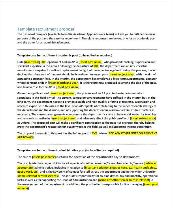 Modèle de proposition de recrutement