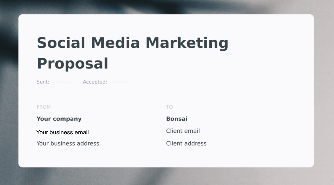 ci-dessous, la première page d'une proposition de marketing sur les réseaux sociaux