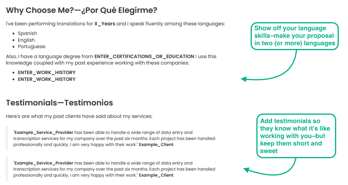 rédiger une proposition de traduction soignée