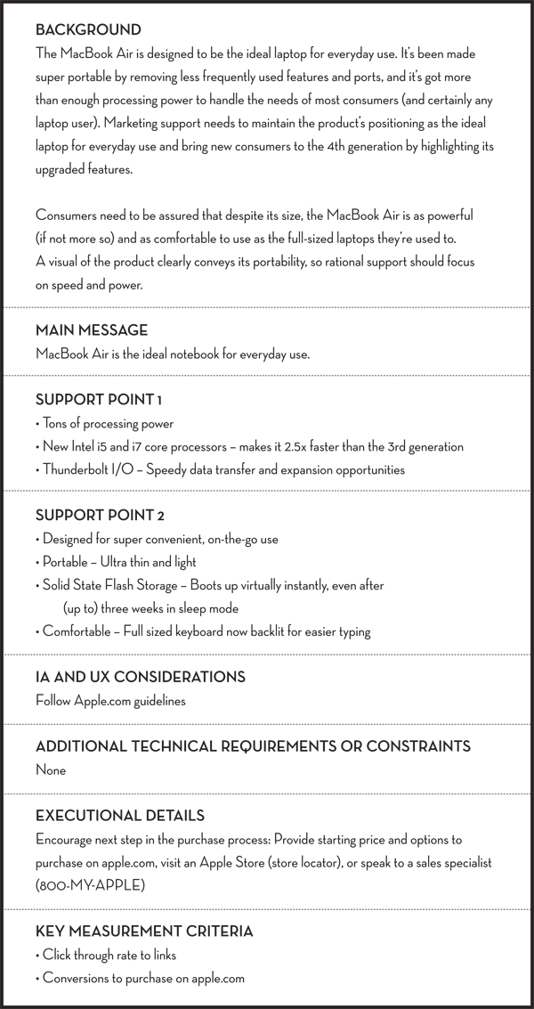 Modèle de brief créatif pour site web