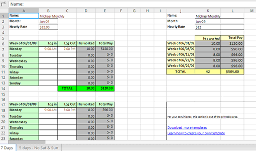 Feuille de temps du travailleur indépendant