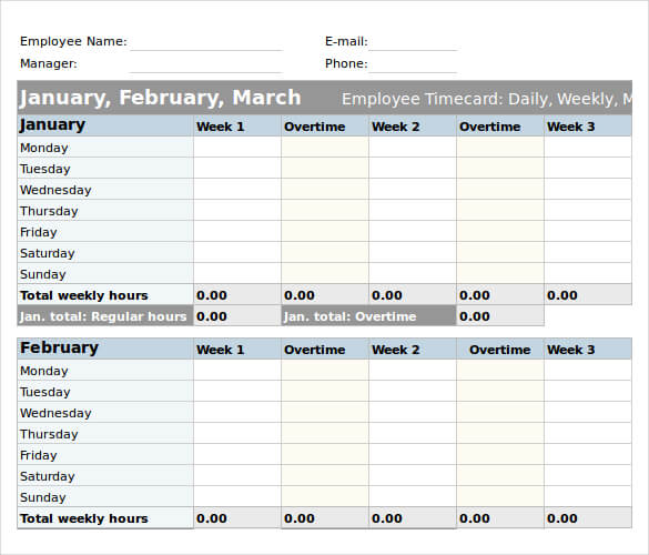 Exemple de modèle de feuille de temps