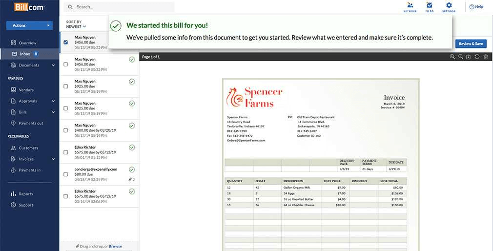 bill.com online invoicing solution