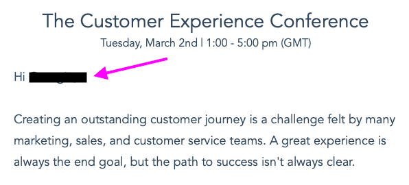 personalized email example