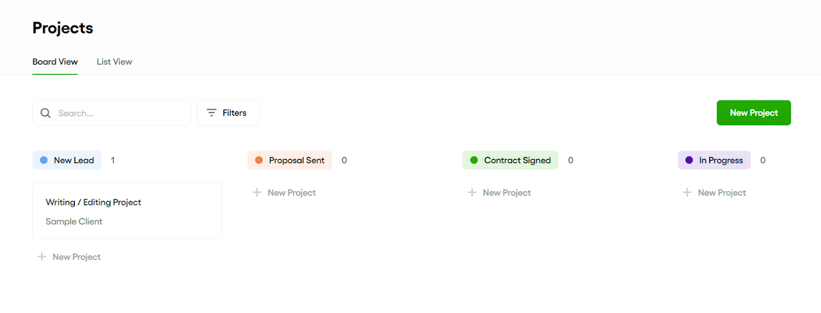 A screenshot of the Bonsai project page, one element that can be important for the agency client relationship.