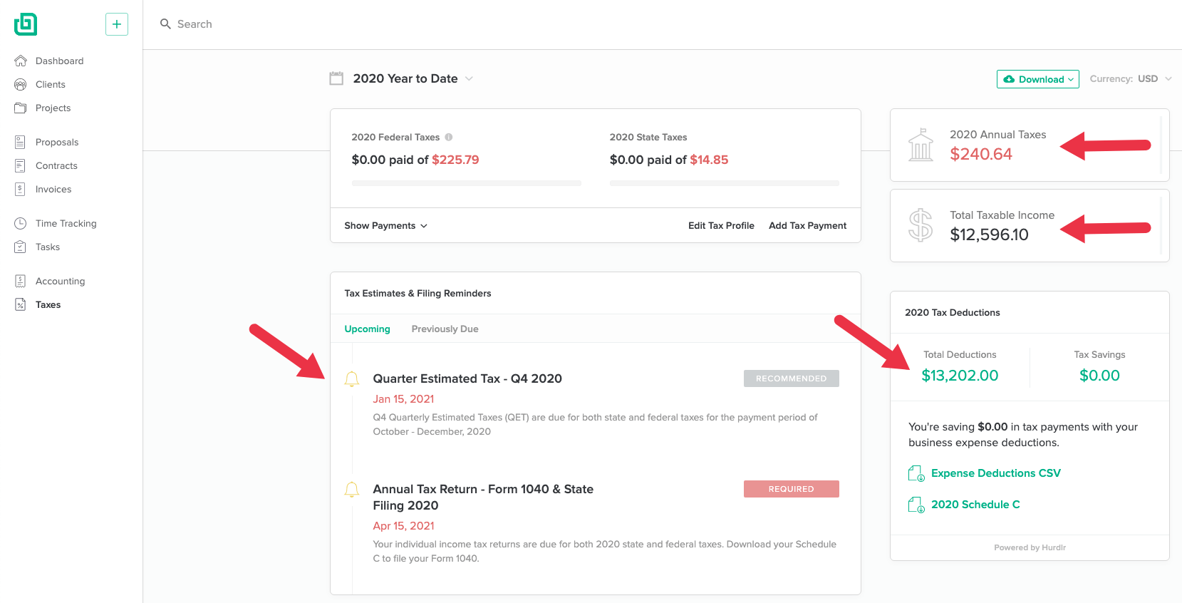 Bonsai taxes - how to find estimate, filling dates, and deductions.