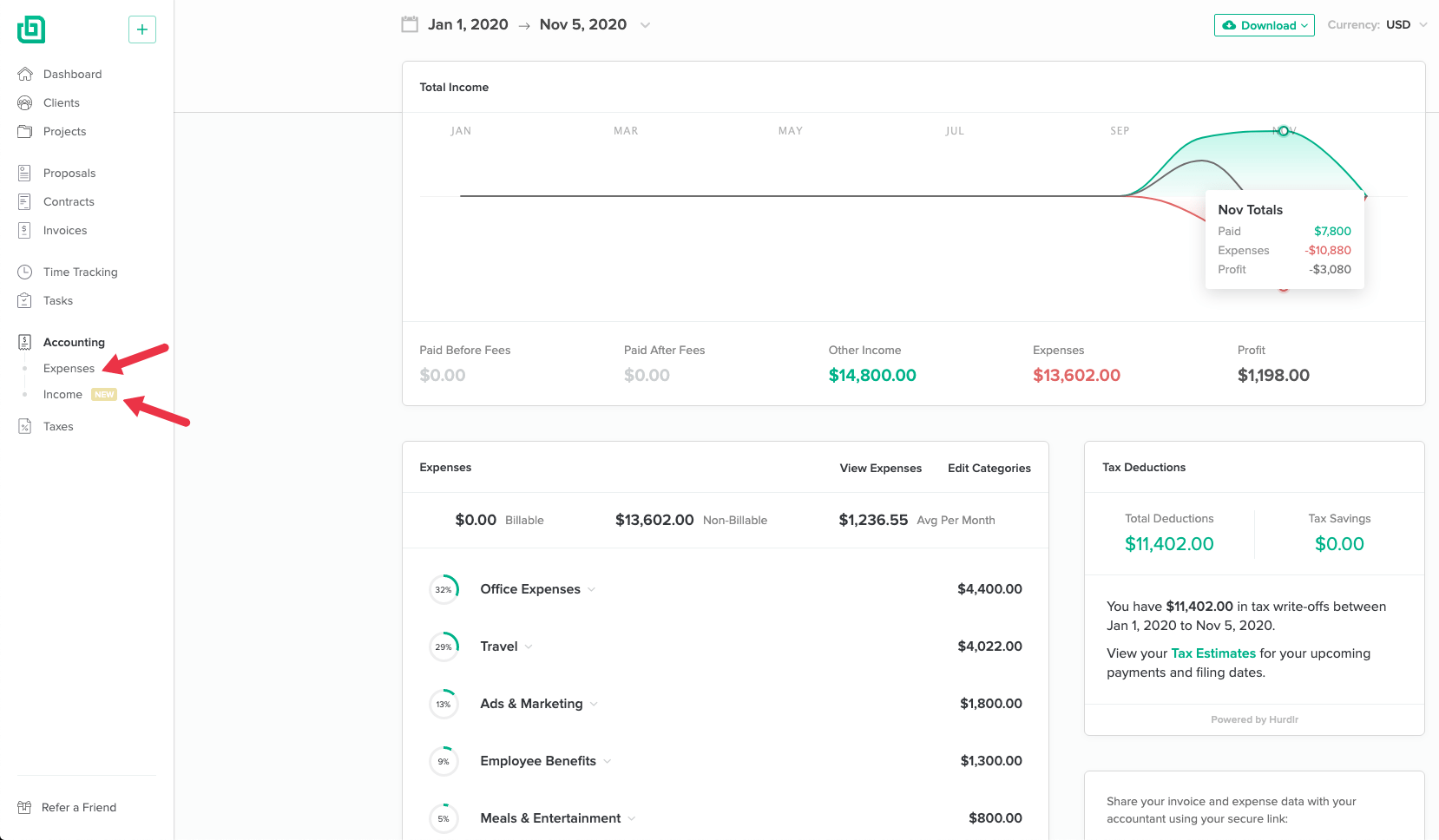 Bonsai accounting - adding expenses & income