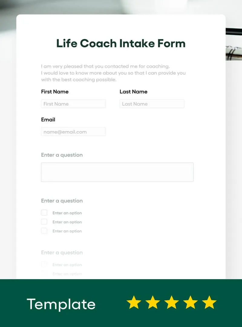 Life Coach Intake Form Template - Bonsai