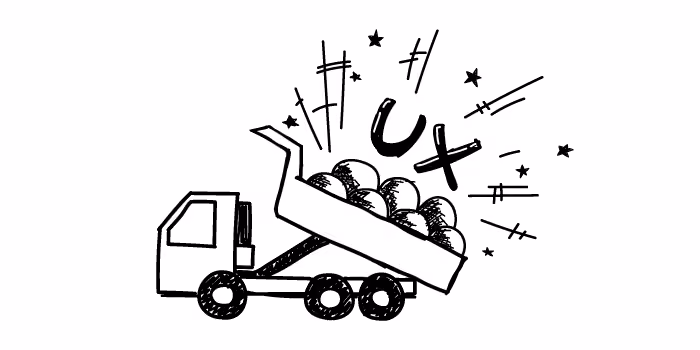 Header graphic for the article 'Dump trucks, explosives, and service design. A story about my...'