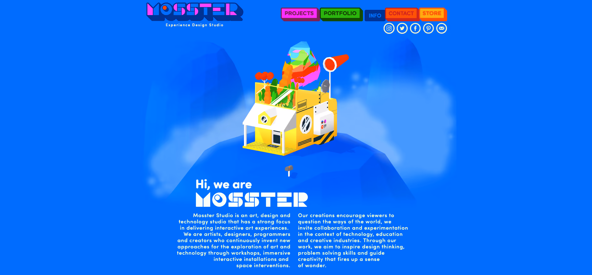The ‘Info’ page of Mosster Studio’s website