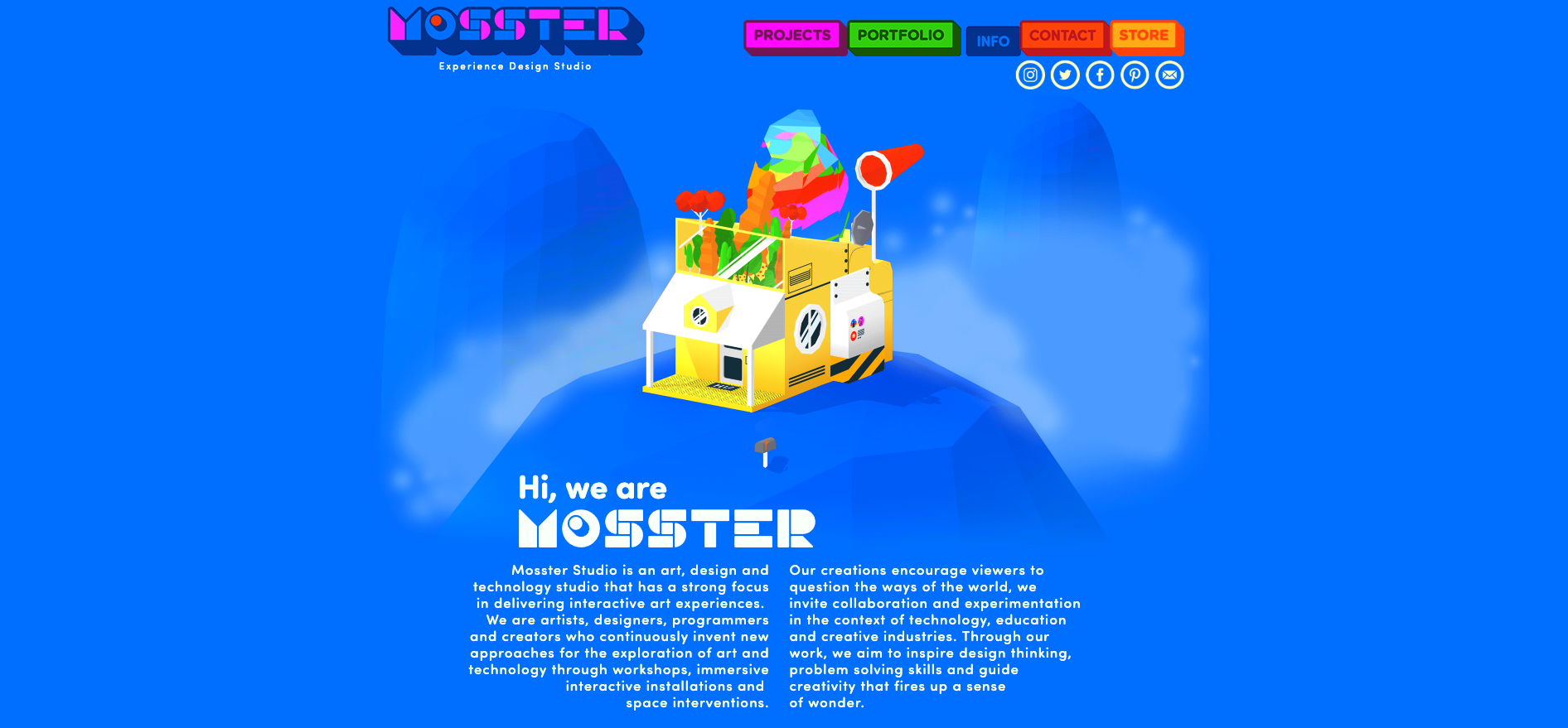 The ‘Info’ page of Mosster Studio’s website