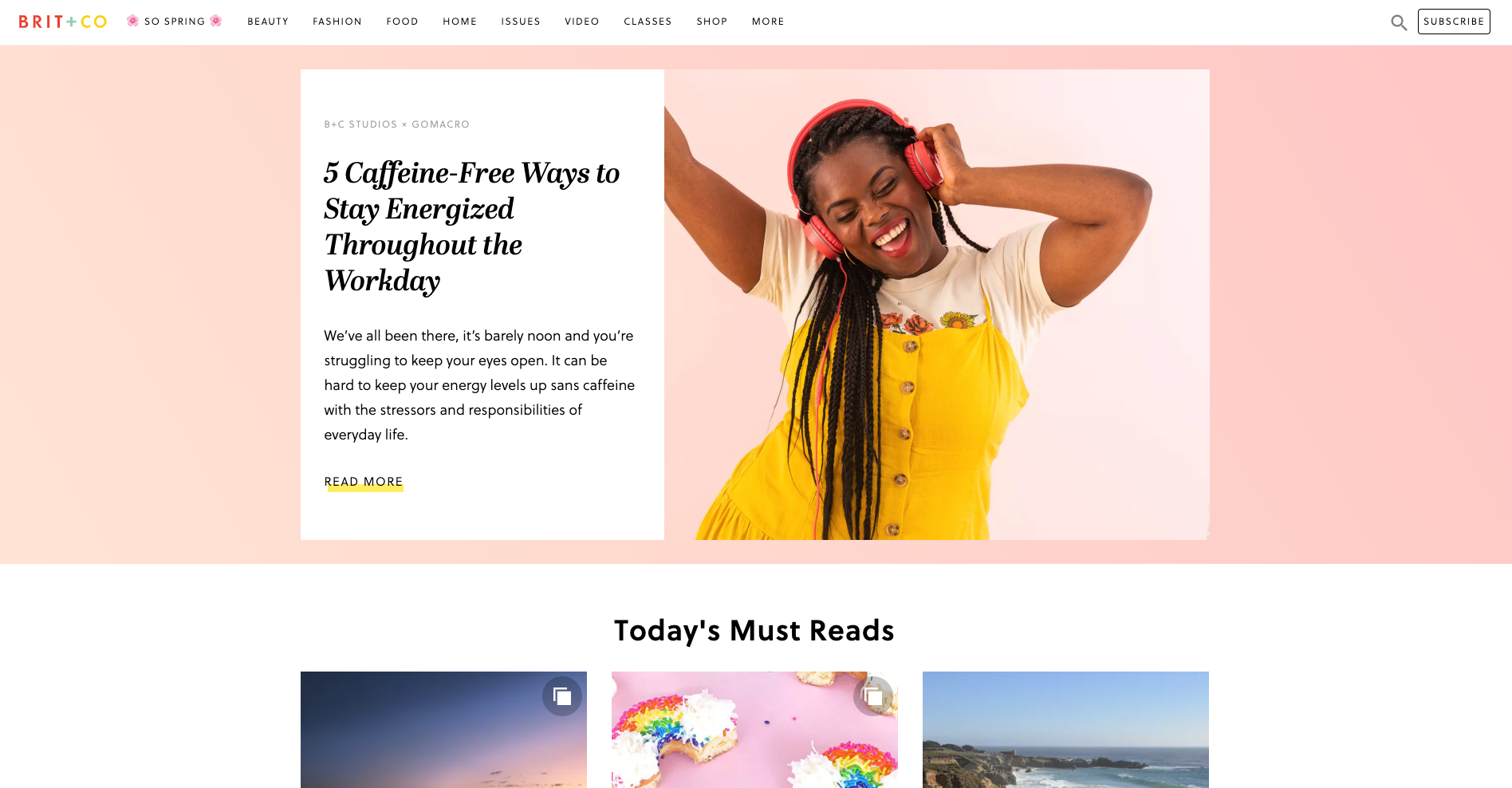 Brit + Co’s website homepage