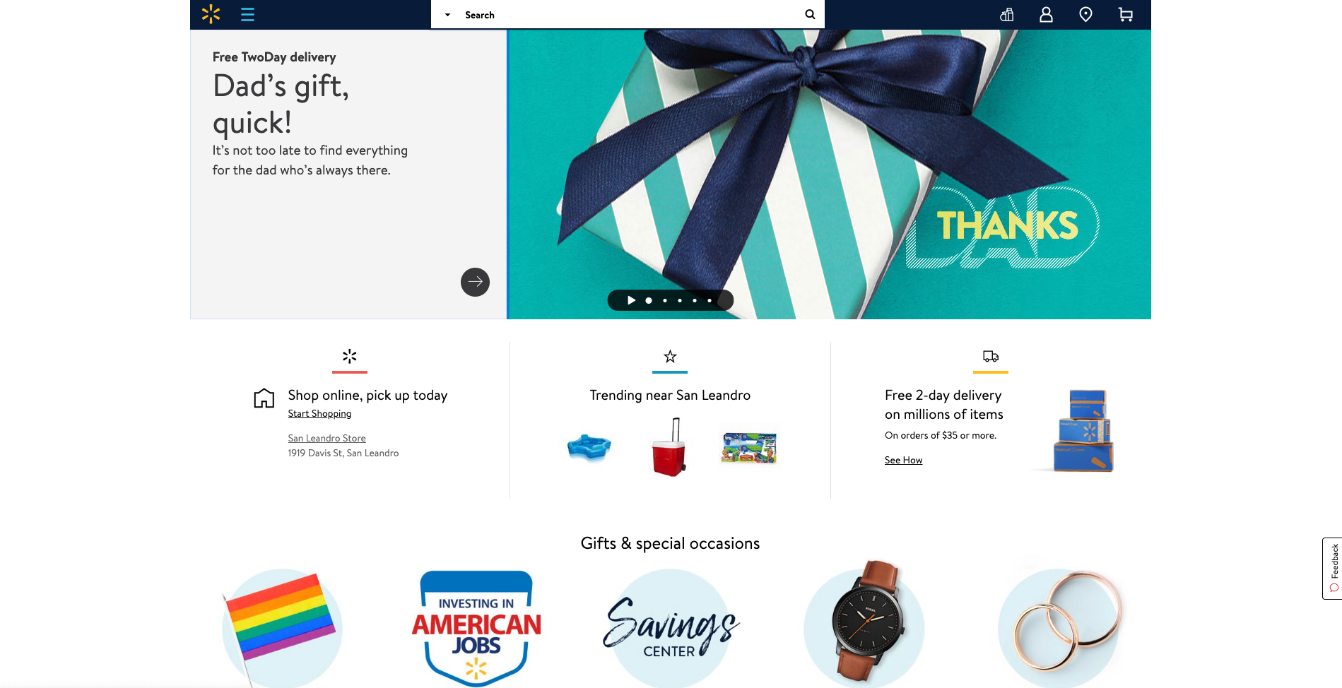 Walmart’s website home page