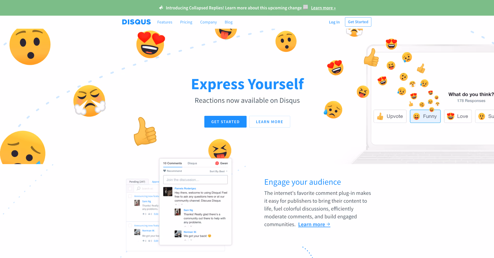 The top of the Disqus homepage.