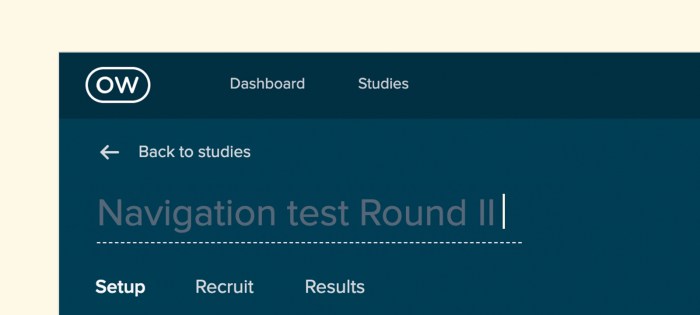 Our new header inside a study as the name is being updated.
