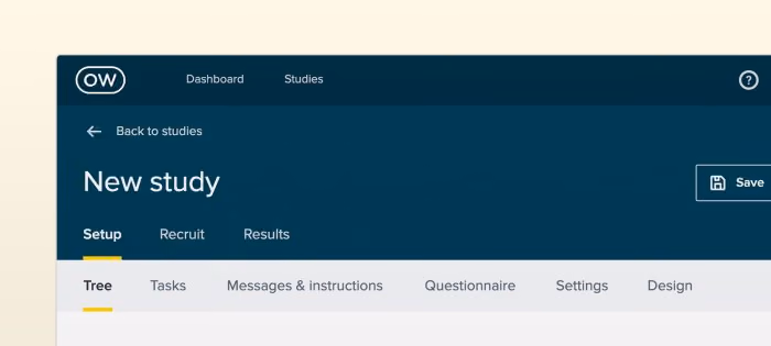 Our updated header in a newly created Treejack study.